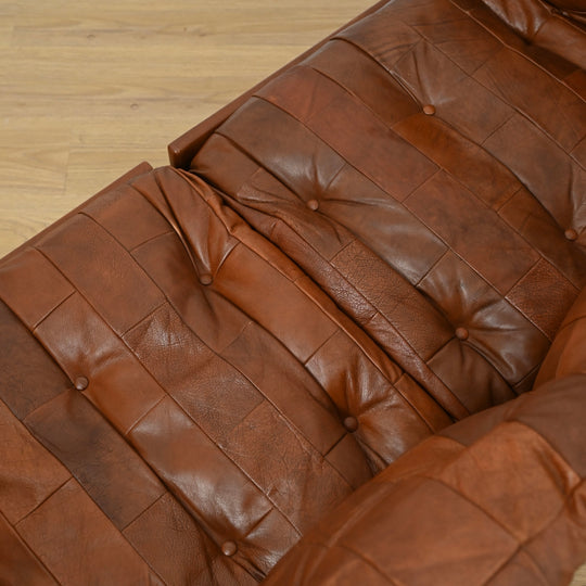 2 x Patchwork Leather Two-Seat Sofas by Post and Rail