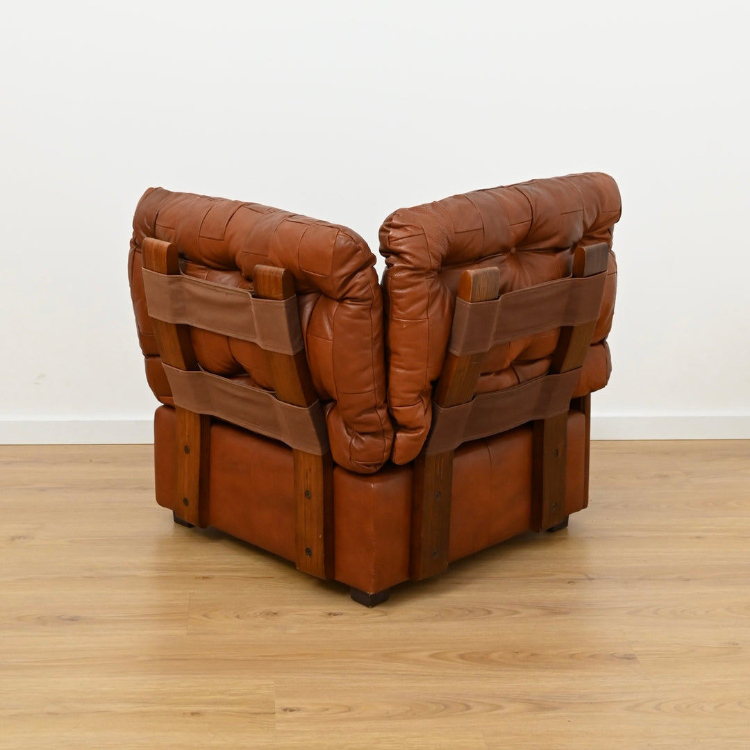 2 x Patchwork Leather Two-Seat Sofas by Post and Rail