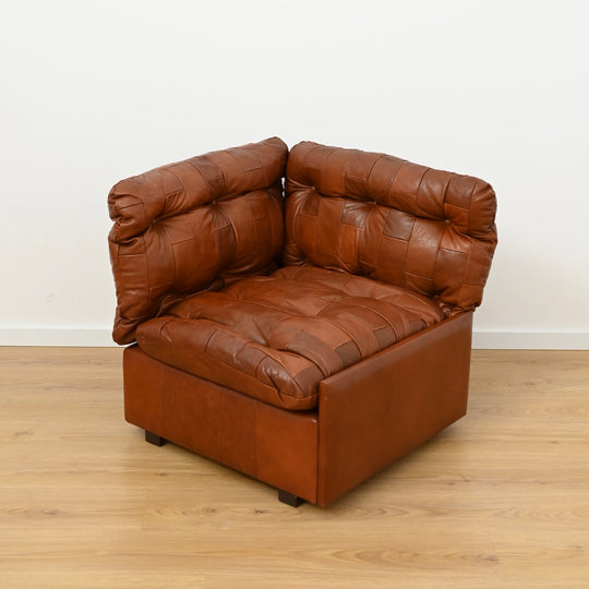 2 x Patchwork Leather Two-Seat Sofas by Post and Rail