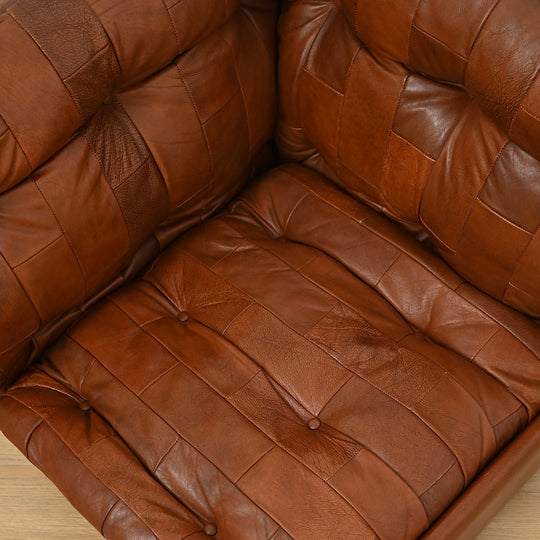 2 x Patchwork Leather Two-Seat Sofas by Post and Rail
