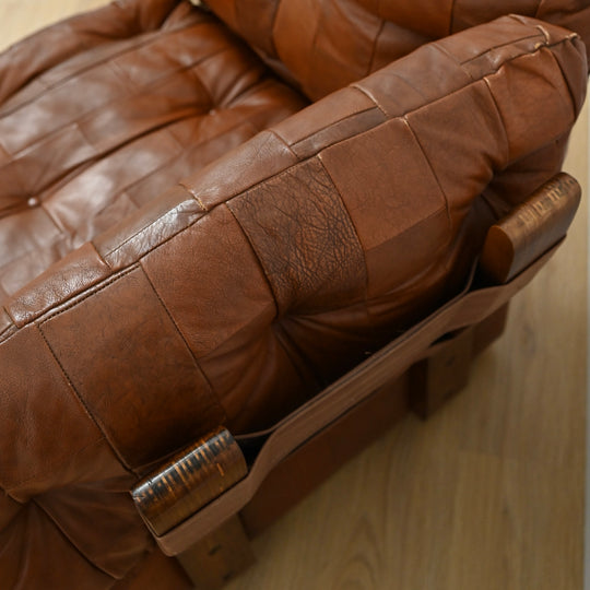 2 x Patchwork Leather Two-Seat Sofas by Post and Rail