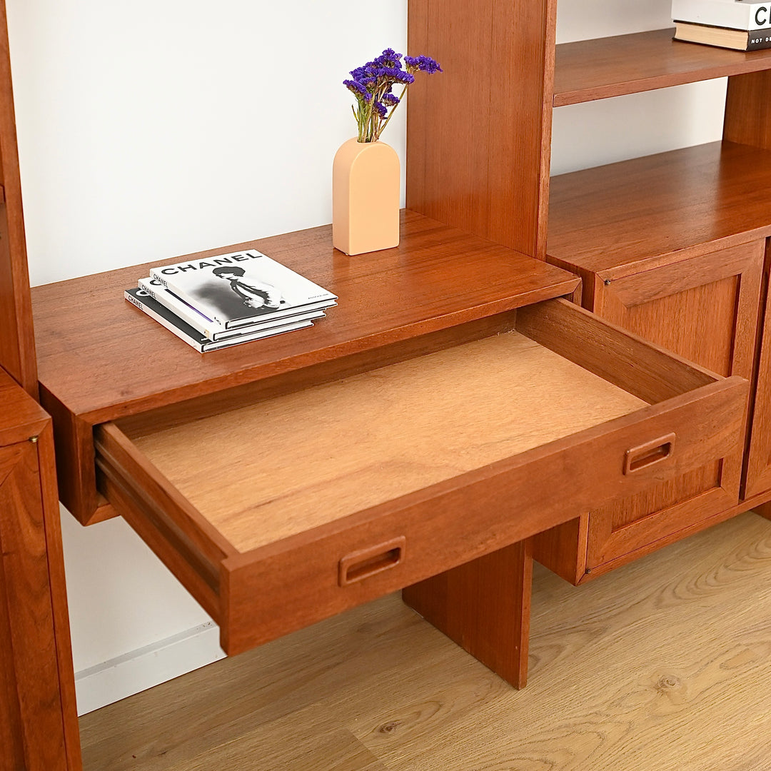 Mid Century Teak Modular Wall Unit, made in The United Kingdom