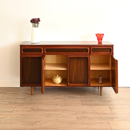 Mid Century Walnut Sideboard Buffet Cabinet by Chiswell