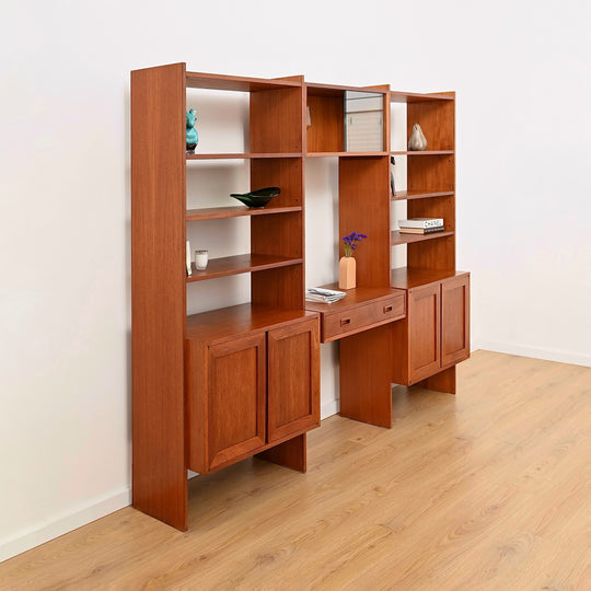 Mid Century Teak Modular Wall Unit, made in The United Kingdom
