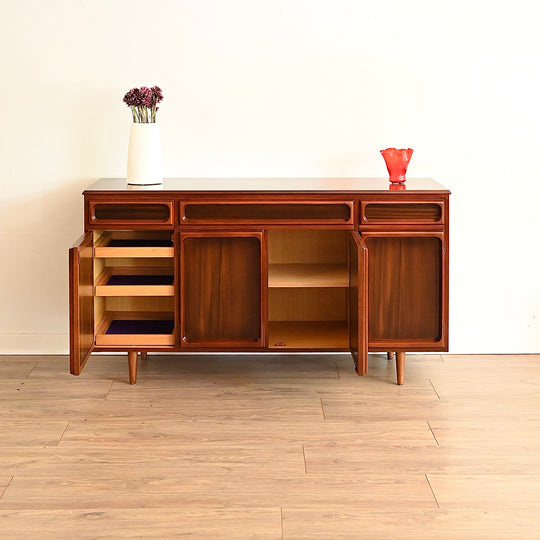 Mid Century Walnut Sideboard Buffet Cabinet by Chiswell