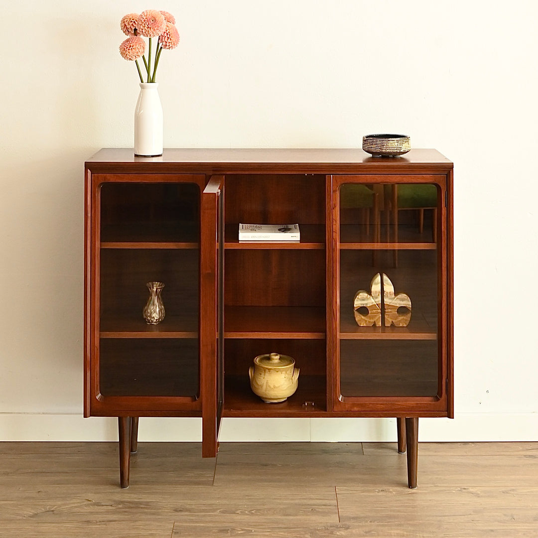 Mid Century Walnut Sideboard Display Cabinet by Chiswell