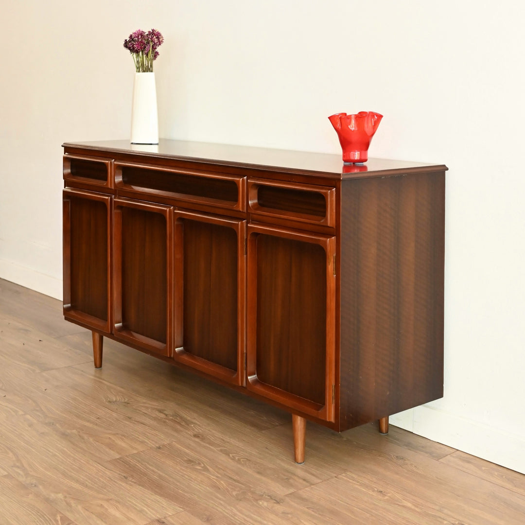 Mid Century Walnut Sideboard Buffet Cabinet by Chiswell