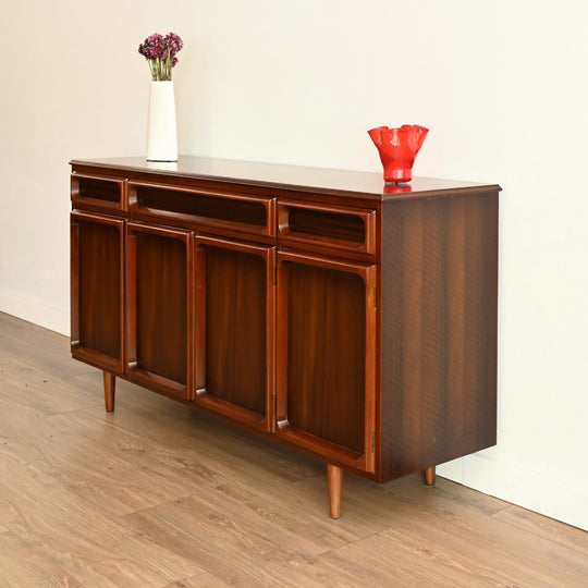 Mid Century Walnut Sideboard Buffet Cabinet by Chiswell