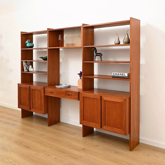 Mid Century Teak Modular Wall Unit, made in The United Kingdom