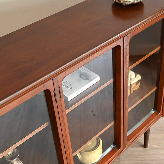 Mid Century Walnut Sideboard Display Cabinet by Chiswell