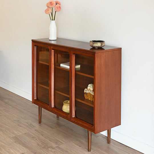 Mid Century Walnut Sideboard Display Cabinet by Chiswell