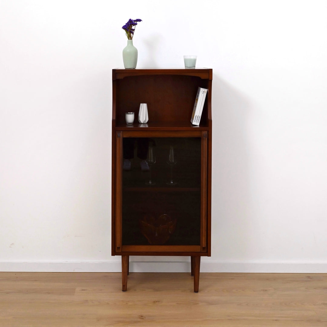 Mid Century Walnut Display Cabinet Bookcase Bookshelf by MobilStil Varese Italy