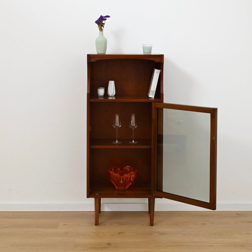 Mid Century Walnut Display Cabinet Bookcase Bookshelf by MobilStil Varese Italy