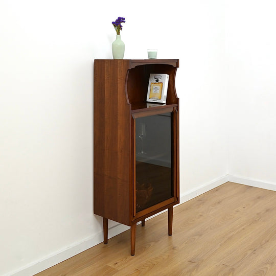 Mid Century Walnut Display Cabinet Bookcase Bookshelf by MobilStil Varese Italy