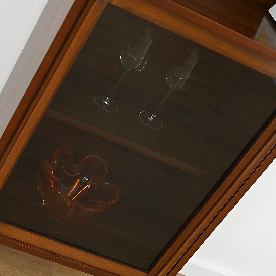 Mid Century Walnut Display Cabinet Bookcase Bookshelf by MobilStil Varese Italy