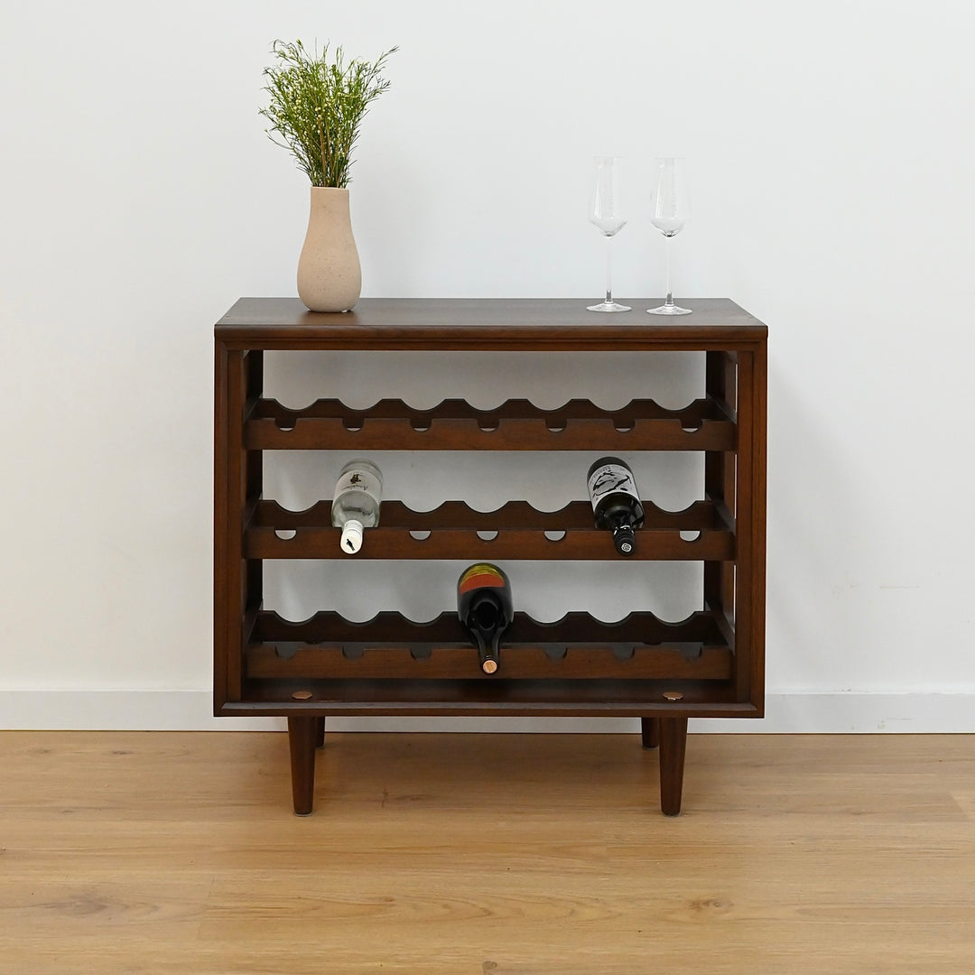 Mid Century Walnut Wine Bar Storage Sidetable by Chiswell