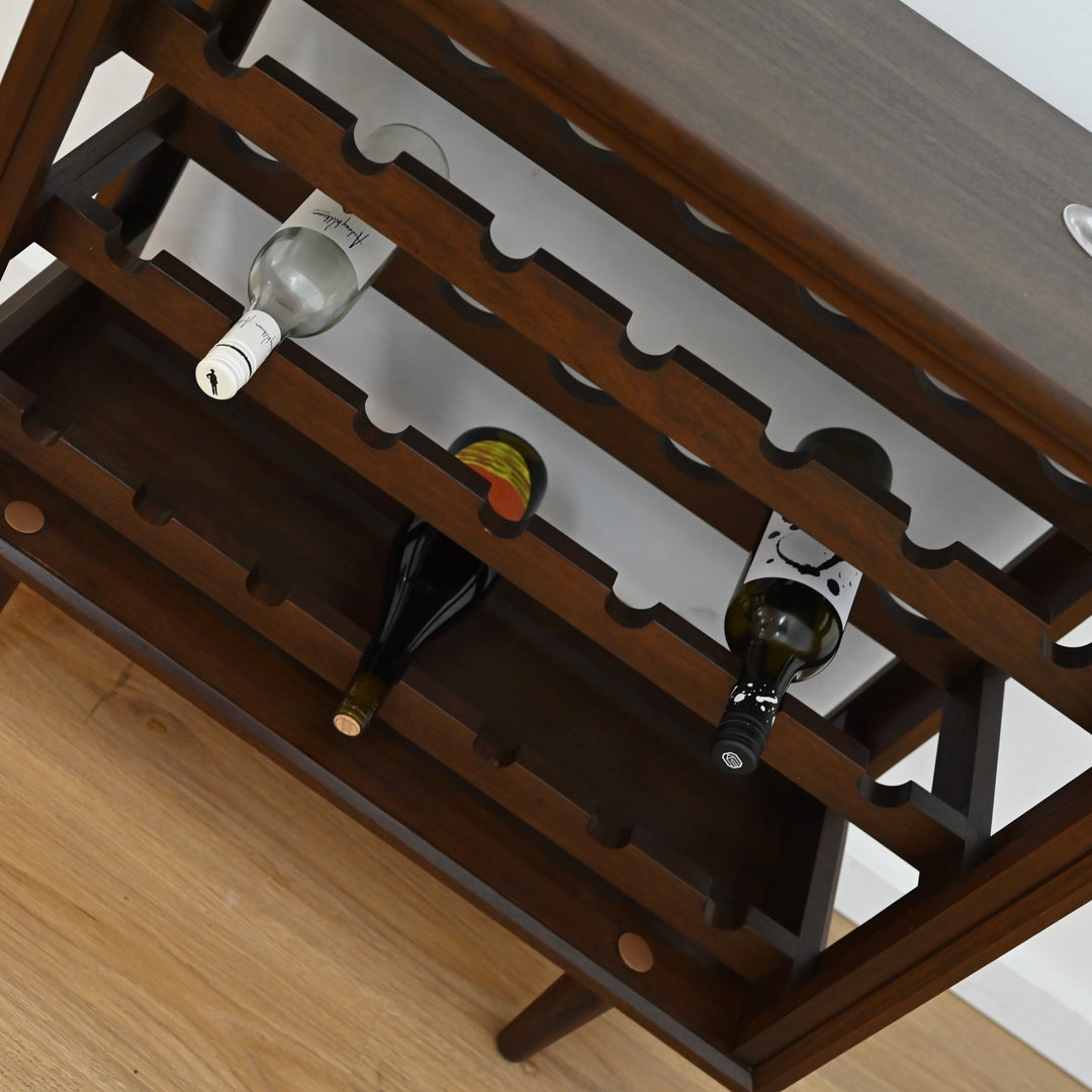 Mid Century Walnut Wine Bar Storage Sidetable by Chiswell