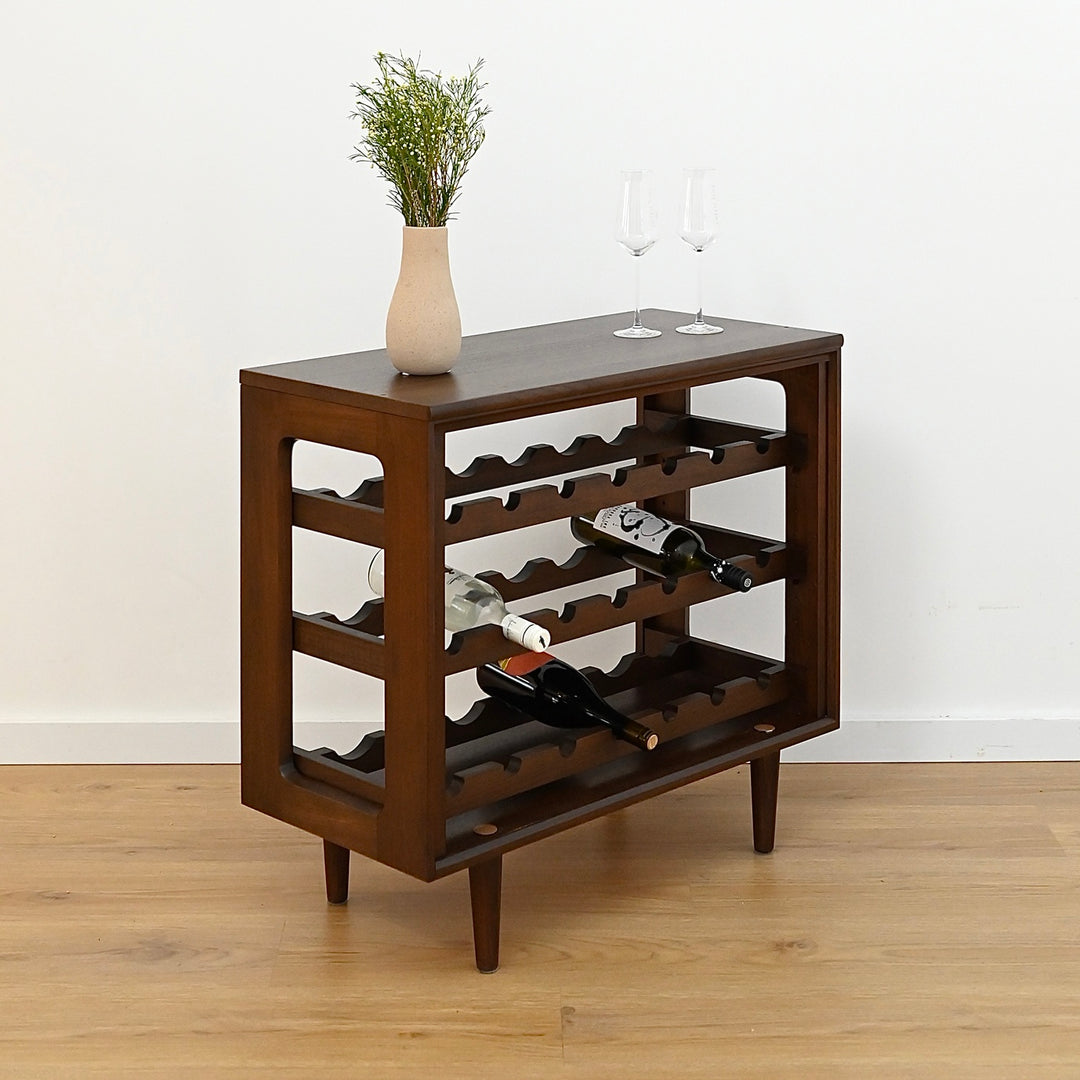 Mid Century Walnut Wine Bar Storage Sidetable by Chiswell