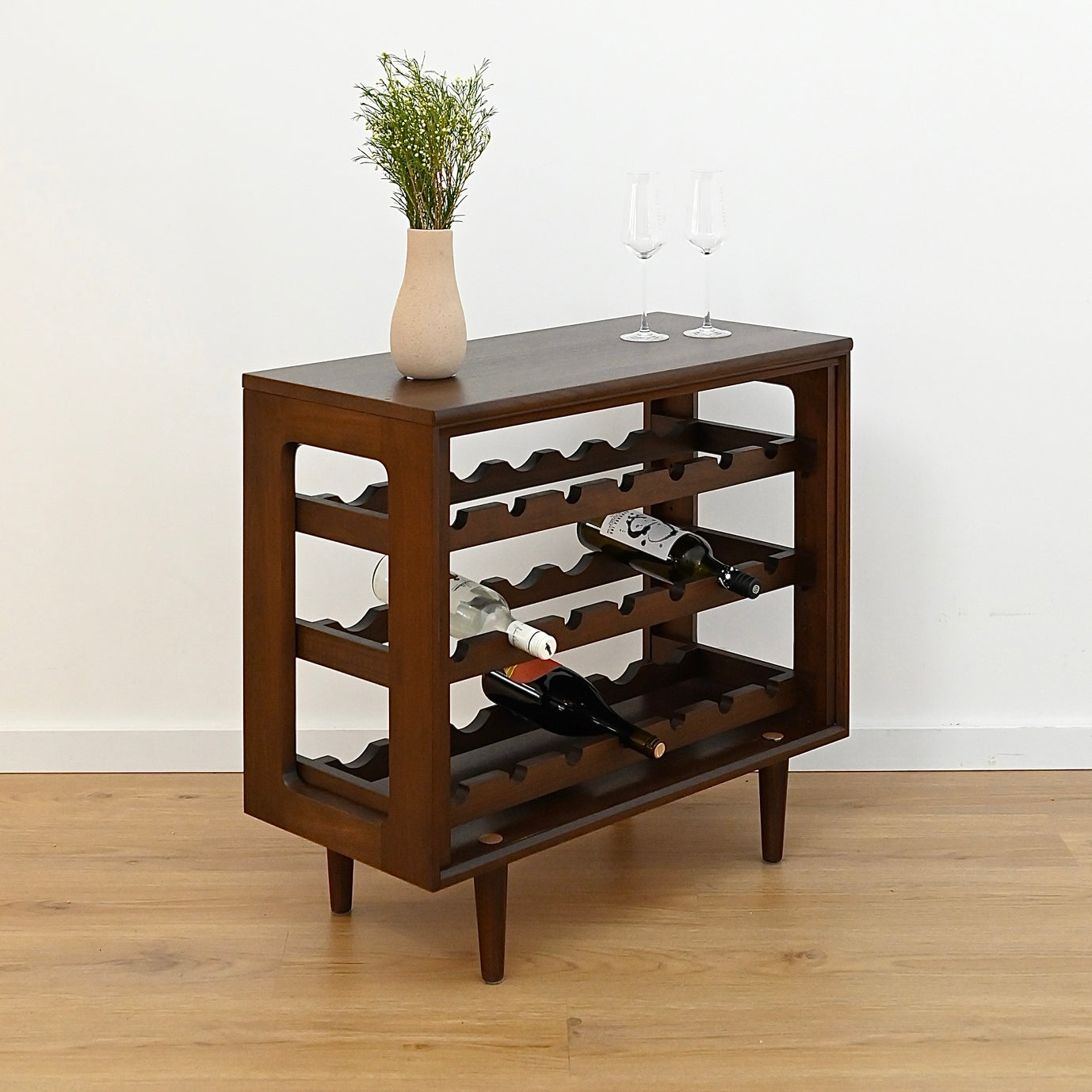 Mid Century Walnut Wine Bar Storage Sidetable by Chiswell