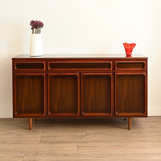 Mid Century Walnut Sideboard Buffet Cabinet by Chiswell