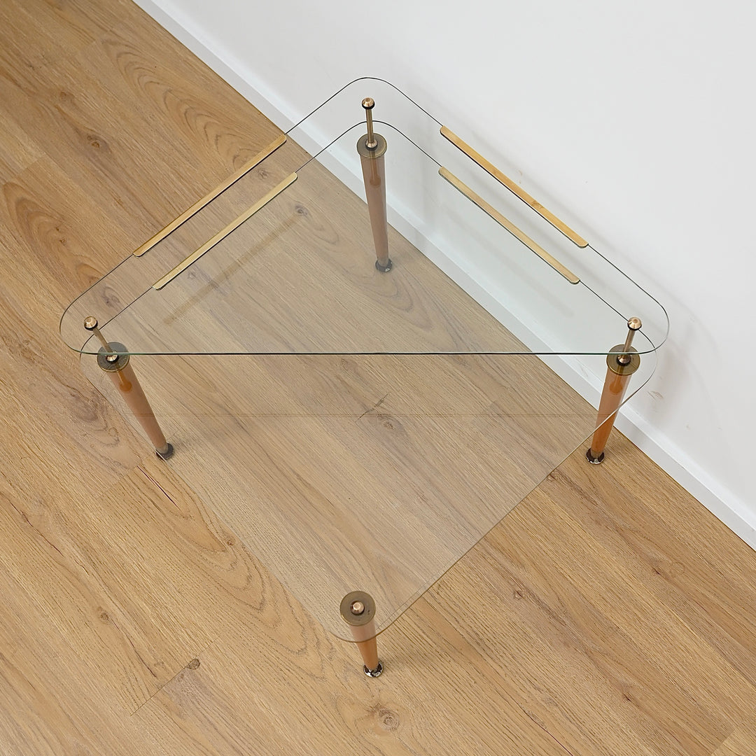 Vintage Retro Glass & Timber Two Tied Coffee Table