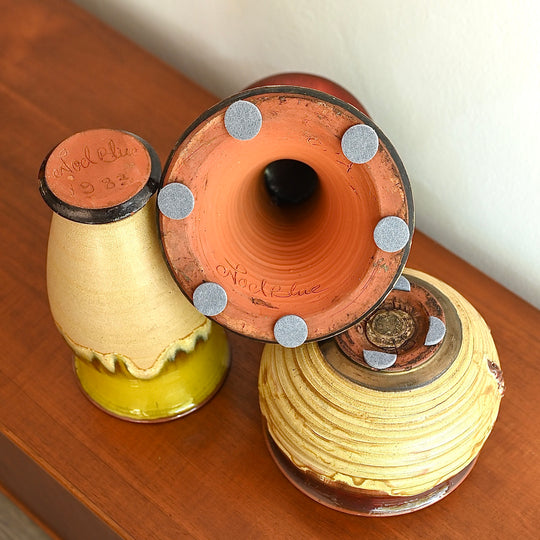 Noel Blue Mid Century Pottery Glazed Pot Stand and Vase