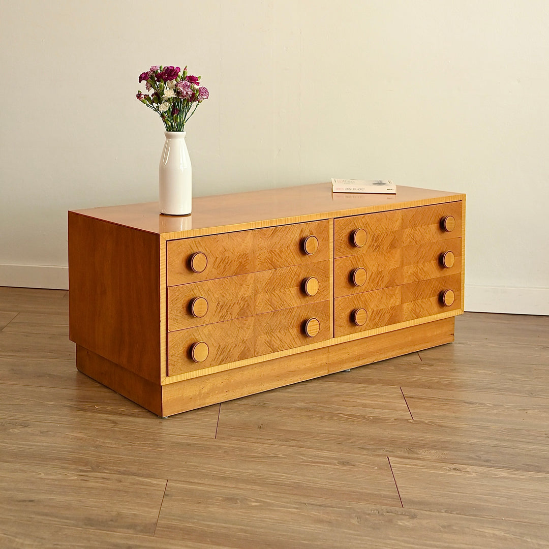 Mid Century Maple Sideboard Dresser Drawers Low Boy
