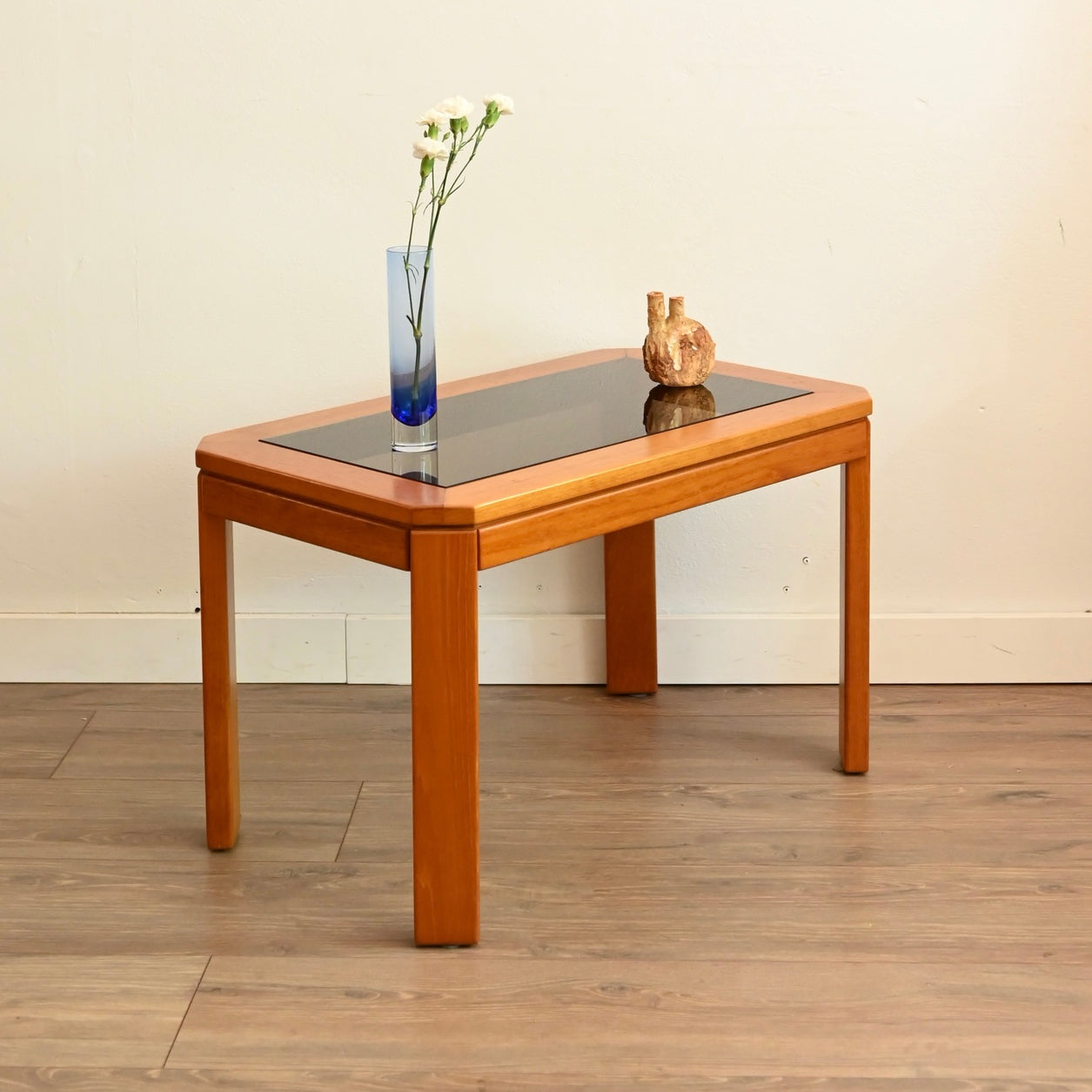 Parker Teak Smoked Glass Coffee Side Table
