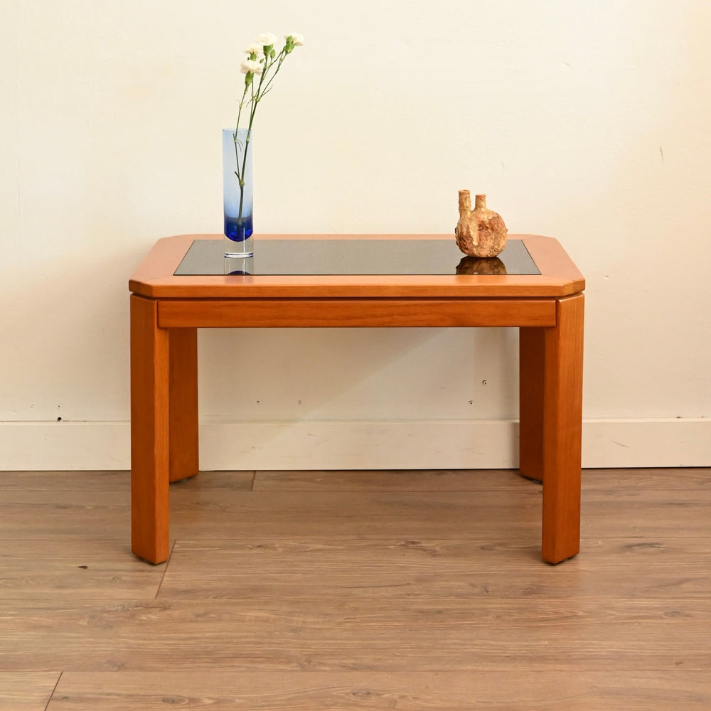 Parker Teak Smoked Glass Coffee Side Table