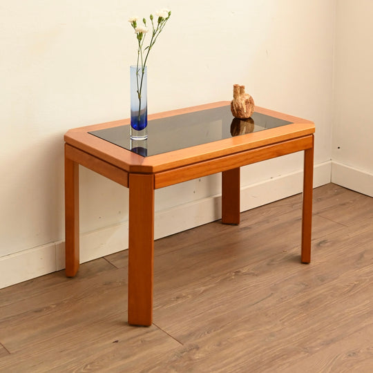 Parker Teak Smoked Glass Coffee Side Table