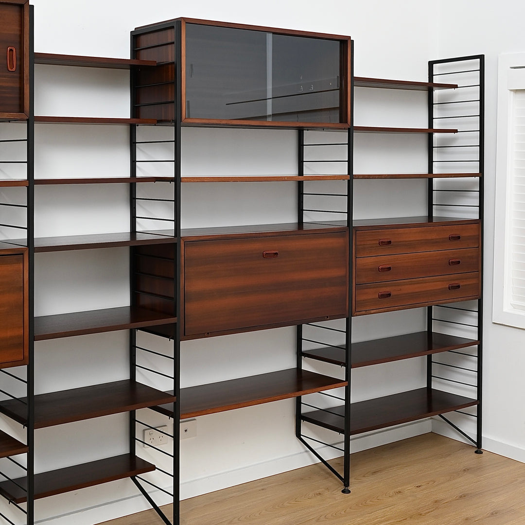 Vintage Walnut Ladderax Modular Freestanding Wall System – Restored