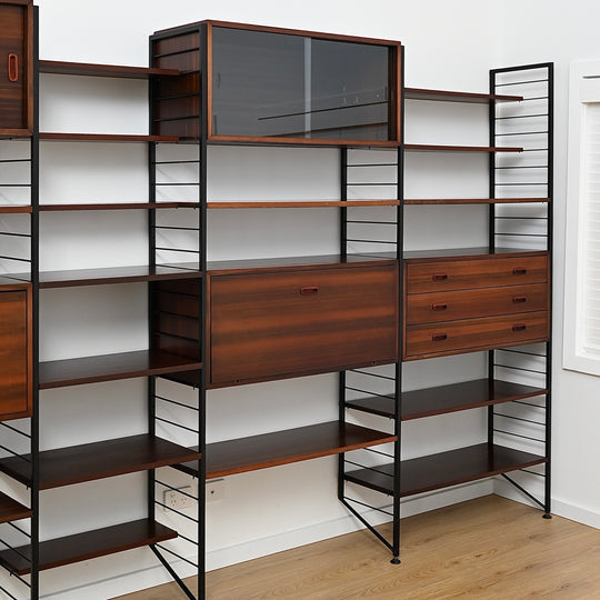 Vintage Walnut Ladderax Modular Freestanding Wall System – Restored