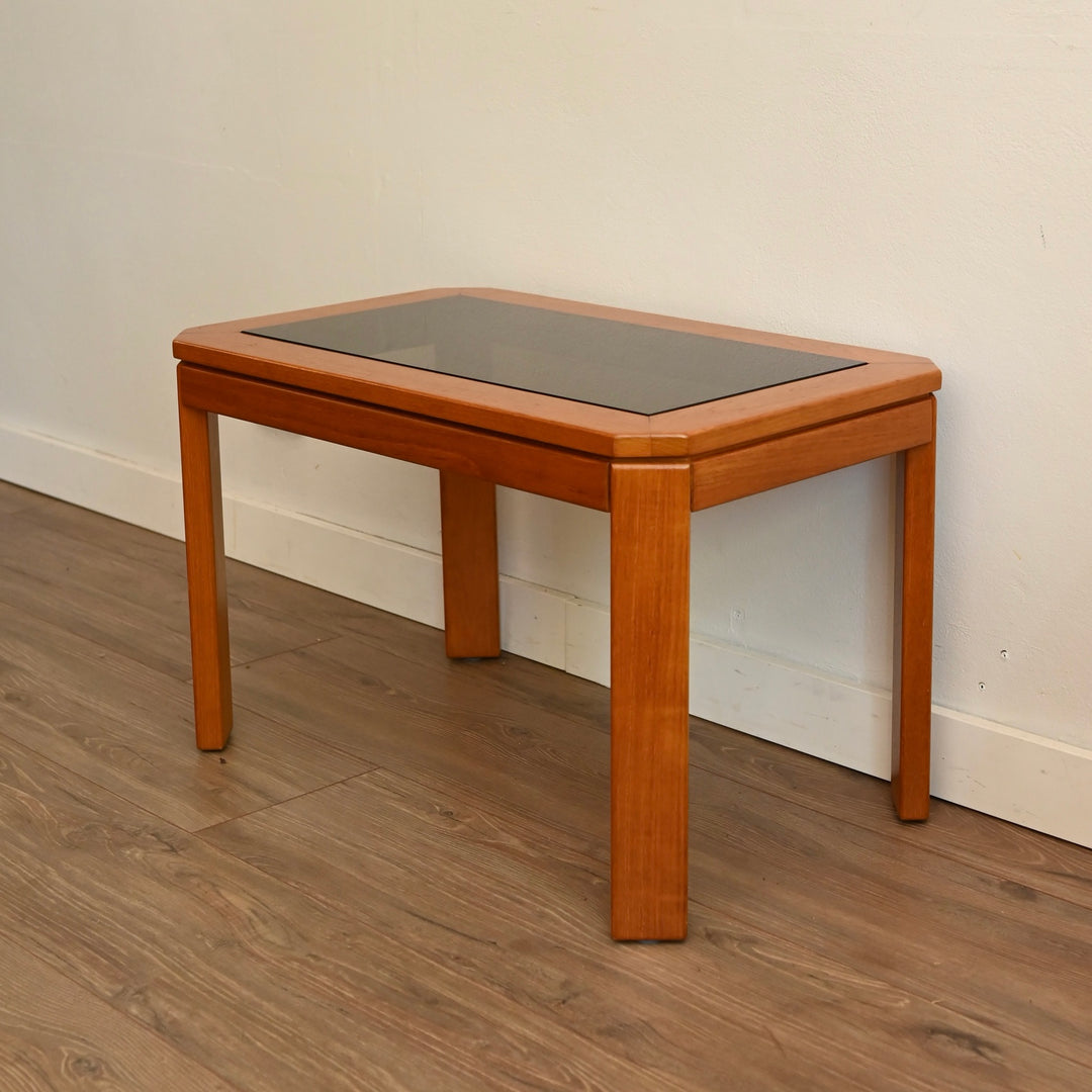 Parker Teak Smoked Glass Coffee Side Table