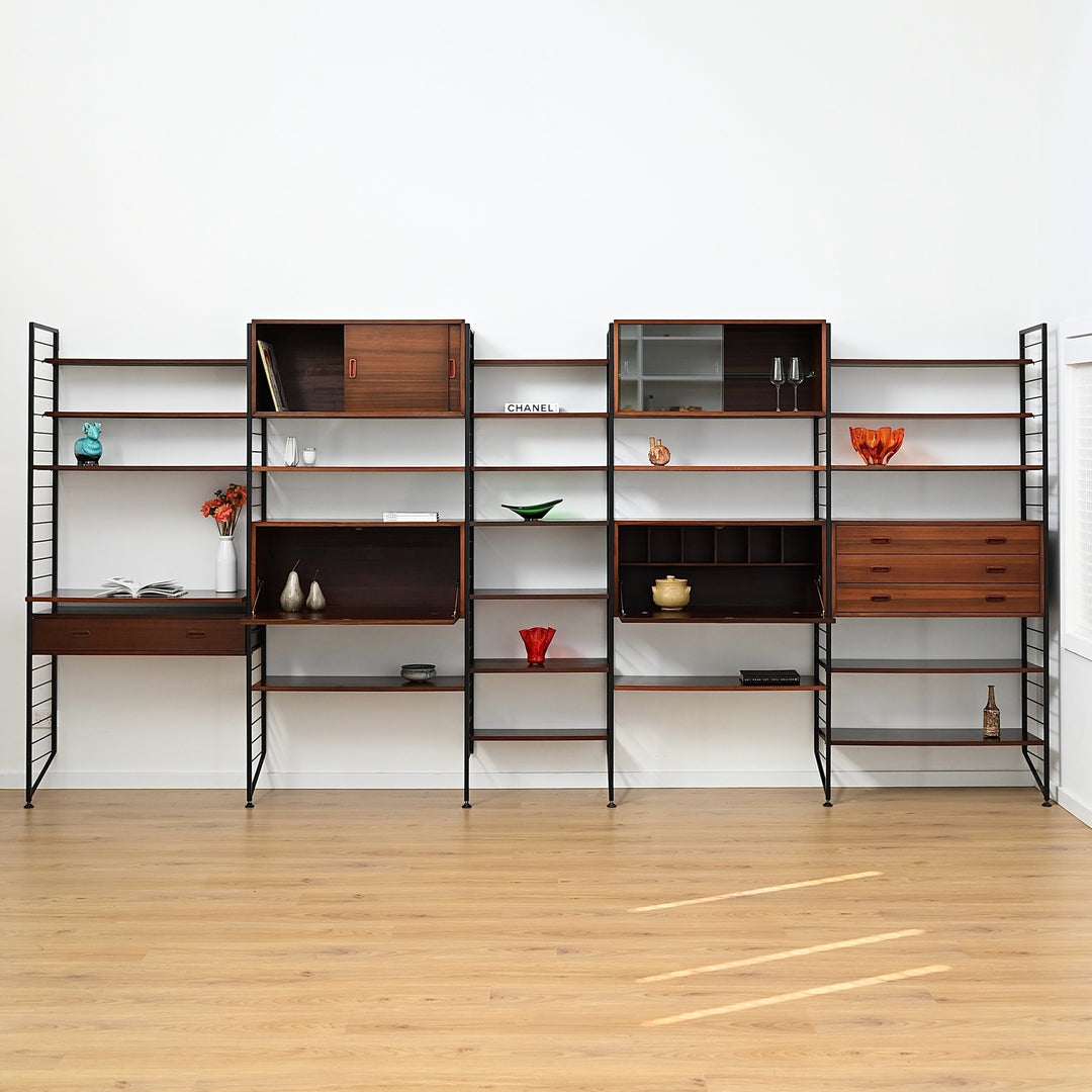 Vintage Walnut Ladderax Modular Freestanding Wall System – Restored