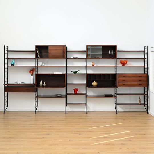 Vintage Walnut Ladderax Modular Freestanding Wall System – Restored