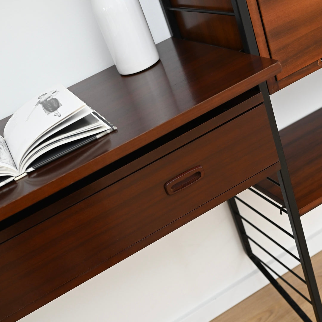 Vintage Walnut Ladderax Modular Freestanding Wall System – Restored