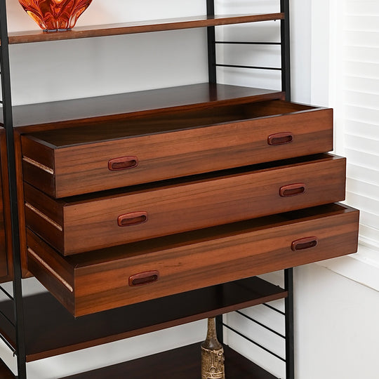 Vintage Walnut Ladderax Modular Freestanding Wall System – Restored
