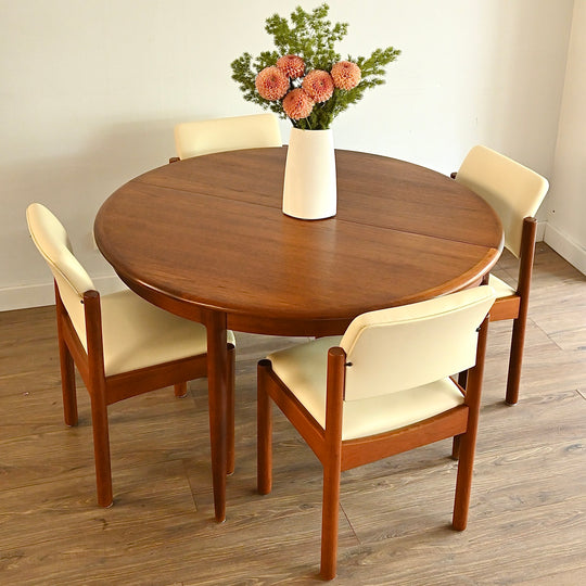 Mid Century Teak Round Extendable Dining Table by McIntosh (Scotland)