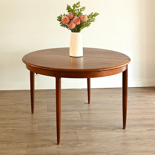 Mid Century Teak Round Extendable Dining Table by McIntosh (Scotland)