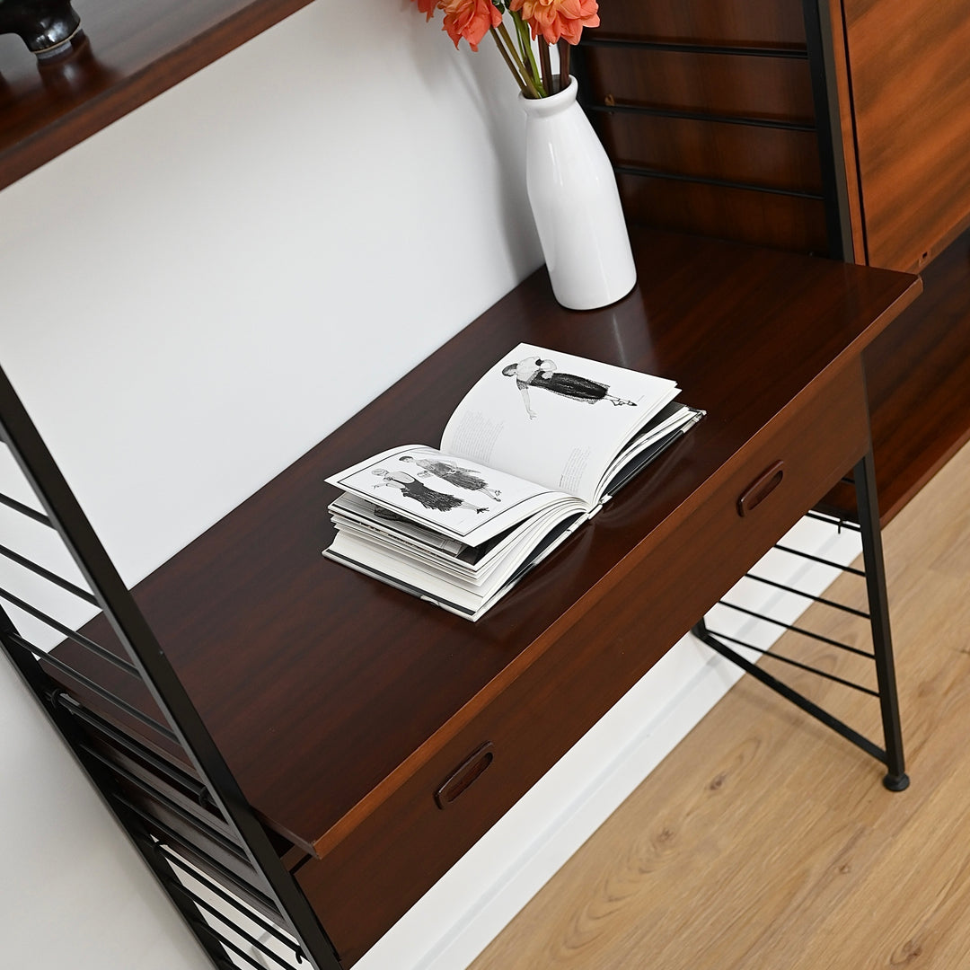 Vintage Walnut Ladderax Modular Freestanding Wall System – Restored
