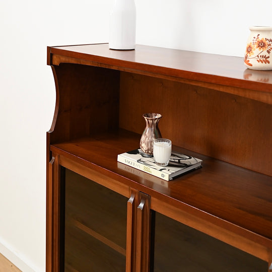 Mid Century Walnut Display Cabinet Bookcase Bookshelf by MobilStil Varese Italy
