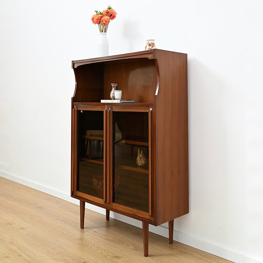 Mid Century Walnut Display Cabinet Bookcase Bookshelf by MobilStil Varese Italy