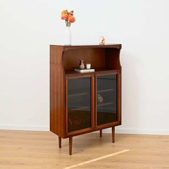 Mid Century Walnut Display Cabinet Bookcase Bookshelf by MobilStil Varese Italy