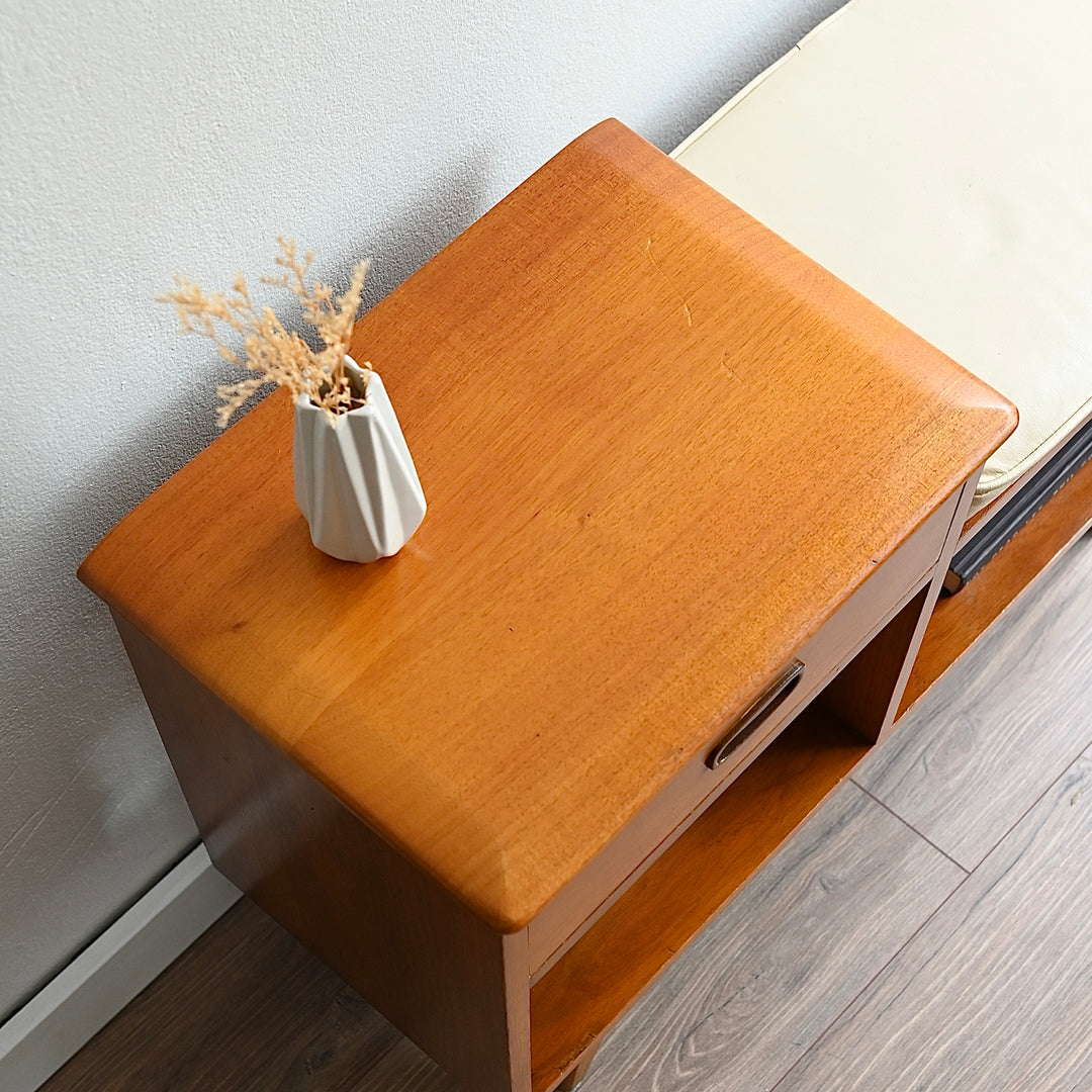 Mid Century Teak Console Entry Stand Side Telephone Table by Noblett