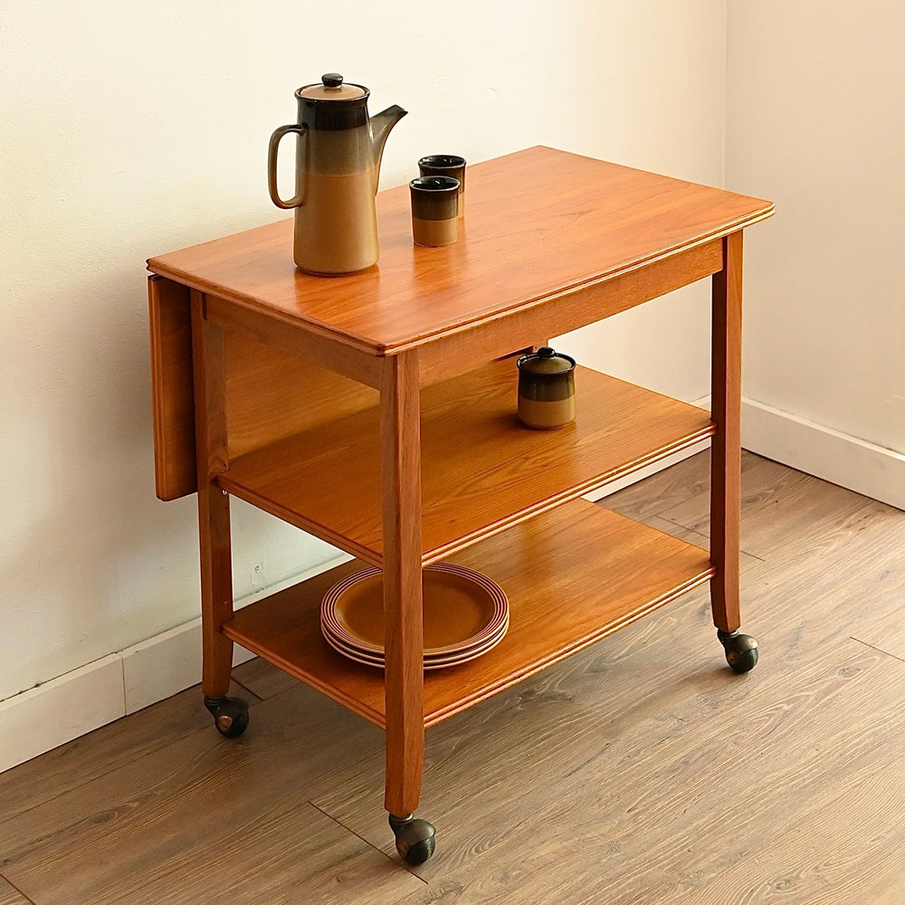 Mid Century Teak Table Trolley Bar Cart by Chiswell