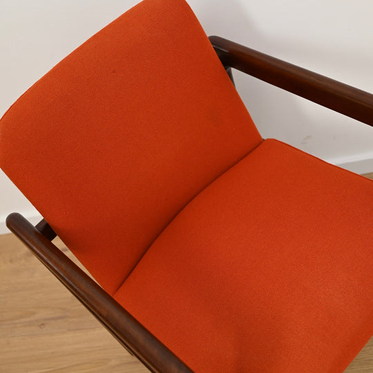 Pair of Arthur Stutchbury Occasional Armchairs in Orange Upholstery