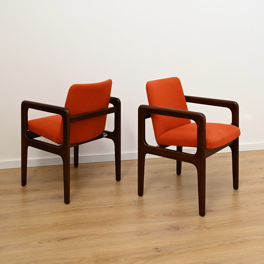 Pair of Arthur Stutchbury Occasional Armchairs in Orange Upholstery