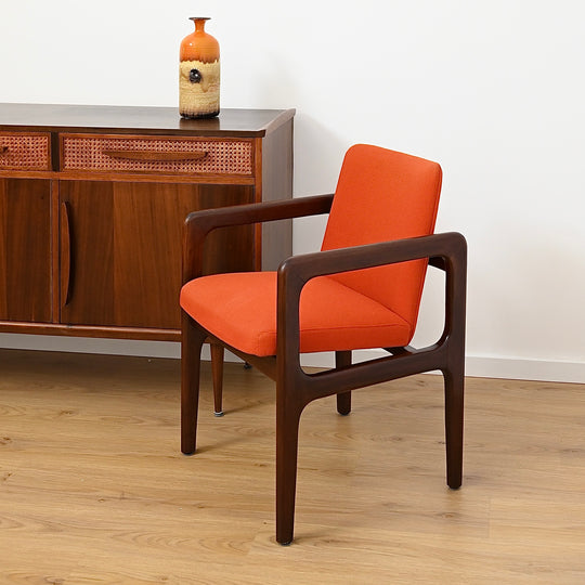 Pair of Arthur Stutchbury Occasional Armchairs in Orange Upholstery