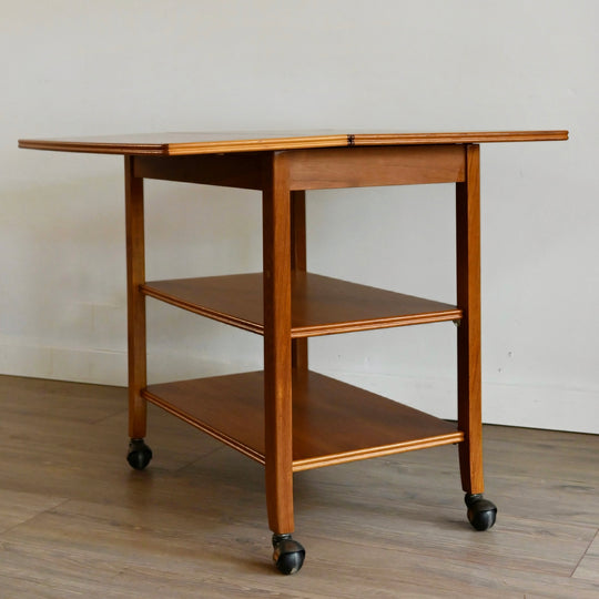 Mid Century Teak Table Trolley Bar Cart by Chiswell