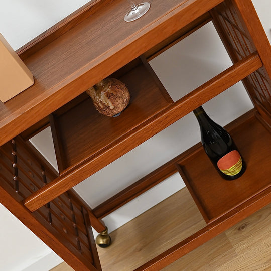 Mid Century Solid Teak Drinks Trolley on Casters